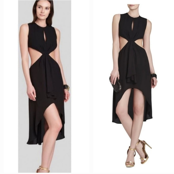 NEW BCBG Black Cocktail Cutout Sleeveless Tied Dress 8 - Picture 1 of 12